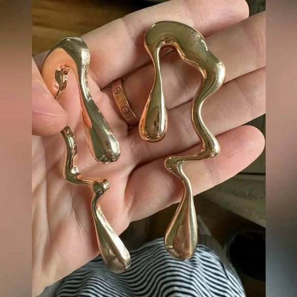 Zara Gold Abstract Earrings - Picture 5 of 6